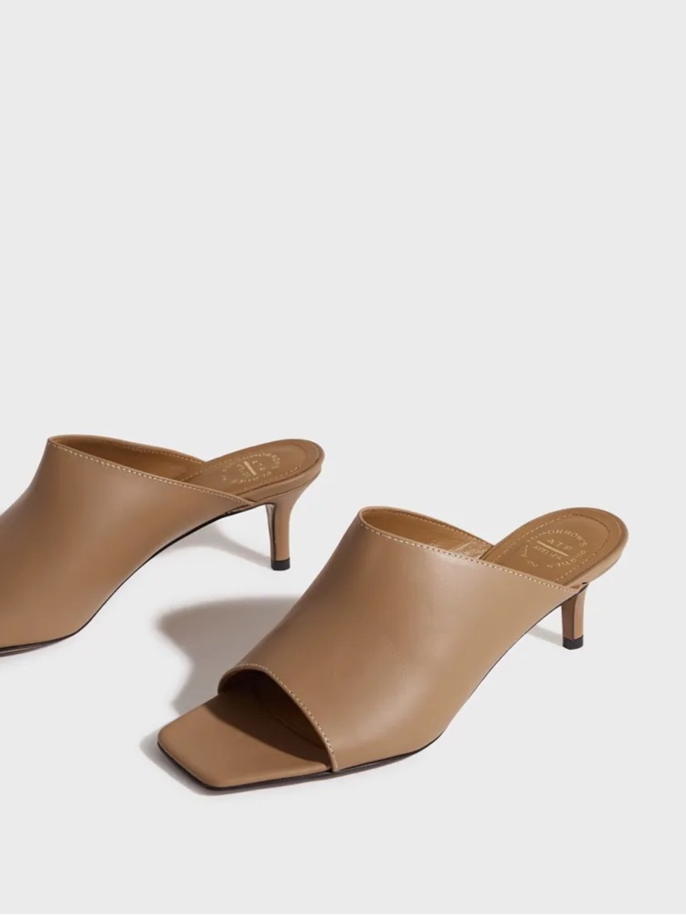 ATP ATELIER Malanno Tan Leather Square Toe Mules Size 38